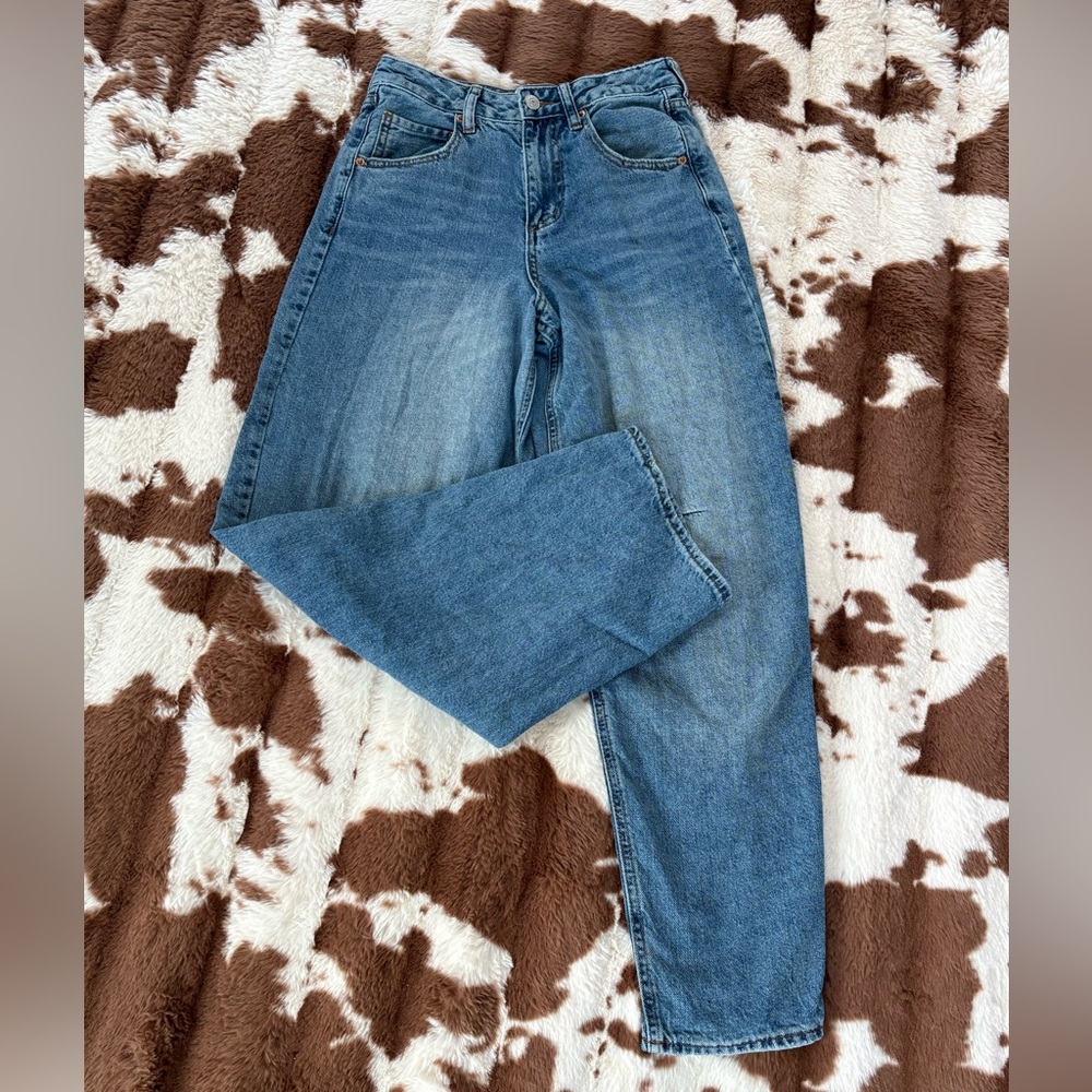 Stylish Blue Barrel Leg Women's Jeans